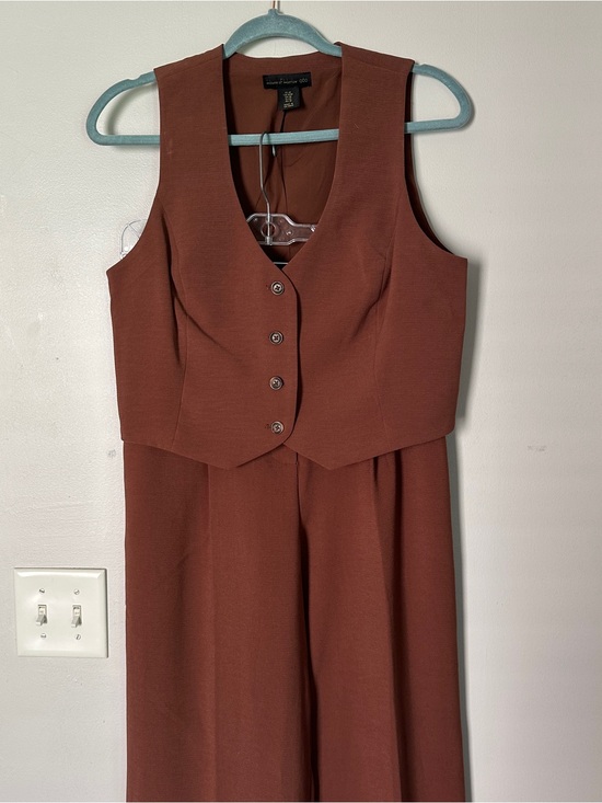 House of Harlow 1960 Pants - House of Harlow 1960 Rust Brown Sleeveless Vest & Wide-Leg Pants